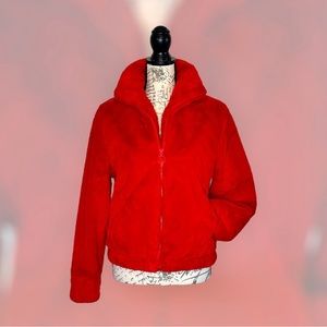 Ci Sono Womans Faux Fur Jacket Size M Red Hooded Soft